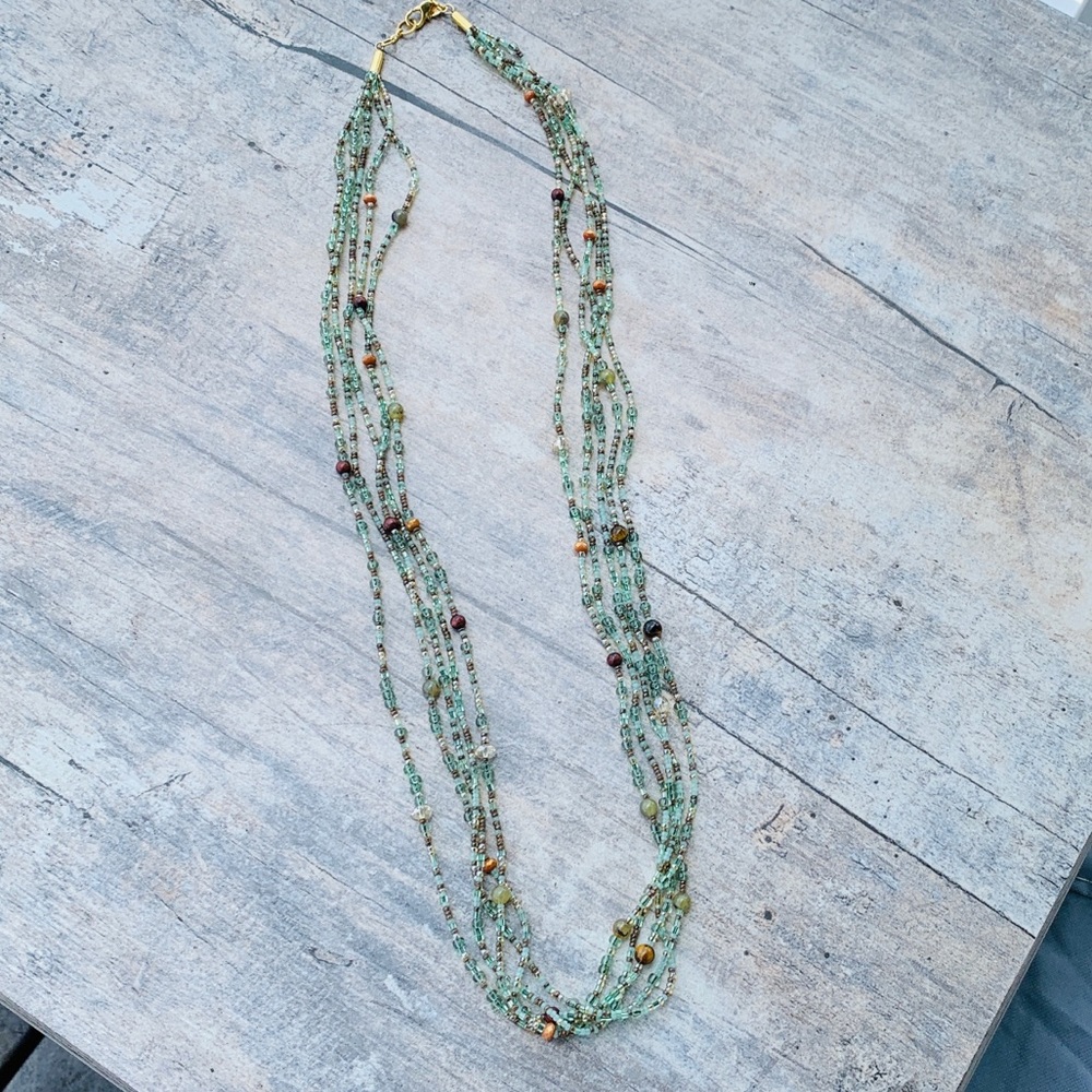 16” Multi-strand Green Beaded Necklace